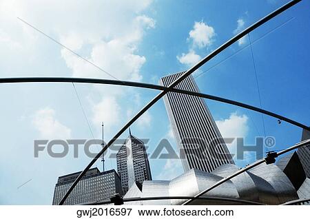 Low angle view of skyscrapers in a city, Aon Center and Two Prudential Plaza, Chicago, Illinois, USA View Large Photo Image Stock Photo - Low angle view of skyscrapers in a city, Aon Center and Two Prudential Plaza, Chicago, Illinois, USA. Fotosearch