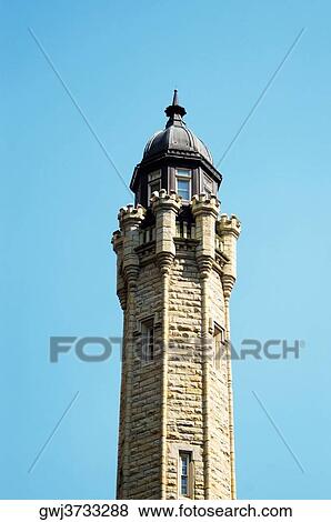 Low angle view of the top of a water tower, Chicago, Illinois, USA View Large Photo Image Stock Photo - Low angle view of the top of a water tower, Chicago, Illinois, USA. Fotosearch
