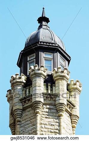 Low angle view of the top of a water tower, Chicago, Illinois, USA View Large Photo Image Stock Photograph - Low angle view of the top of a water tower, Chicago, Illinois, USA. Fotosearch