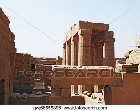 Stock Photograph - Old ruins of a temple, Temples Of Karnak, Luxor, Egypt. Fotosearch