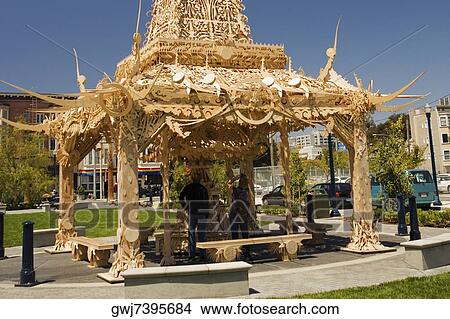 Panoramic view of a carved temple, Hayes Green, San Francisco, California, USA View Large Photo Image Picture - Panoramic view of a carved temple, Hayes Green, San Francisco, California, USA. Fotosearch
