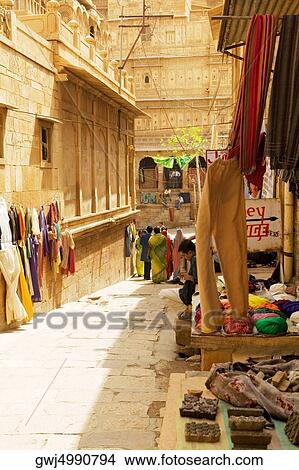 People walking on the street, Jaisalmer, Rajasthan, India View Large Photo Image Picture - People walking on the street, Jaisalmer, Rajasthan, India. Fotosearch