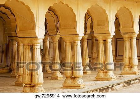 Pillared corridors in a fort, Diwan-e-Khas, Amber Fort, Jaipur, Rajasthan, India View Large Photo Image Picture - Pillared corridors in a fort, Diwan-e-Khas, Amber Fort, Jaipur, Rajasthan, India. Fotosearch