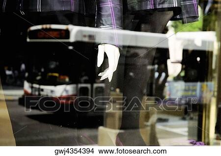 Reflection of a bus in a store window, Chicago, Illinois, USA View Large Photo Image Picture - Reflection of a bus in a store window, Chicago, Illinois, USA. Fotosearch