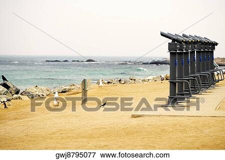 Side profile of telescopes on the beach, California, USA View Large Photo Image Stock Photo - Side profile of telescopes on the beach, California, USA. Fotosearch