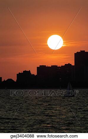 Silhouette of buildings at sunset, Chicago, Illinois, USA View Large Photo Image Stock Photo - Silhouette of buildings at sunset, Chicago, Illinois, USA. Fotosearch