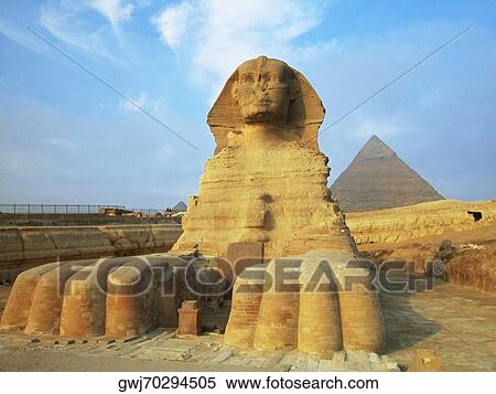 Sphinx in front of pyramids, Giza, Cairo, Egypt View Large Photo Image Stock Photography - Sphinx in front of pyramids, Giza, Cairo, Egypt. Fotosearch