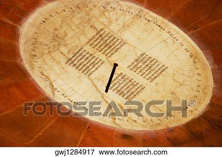 Stock Photo - Sun dial at an observatory, Jantar Mantar, Jaipur, Rajasthan, India. Fotosearch