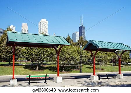 Two bus stops on the street, Navy Pier, Chicago, Illinois, USA View Large Photo Image Stock Image - Two bus stops on the street, Navy Pier, Chicago, Illinois, USA. Fotosearch