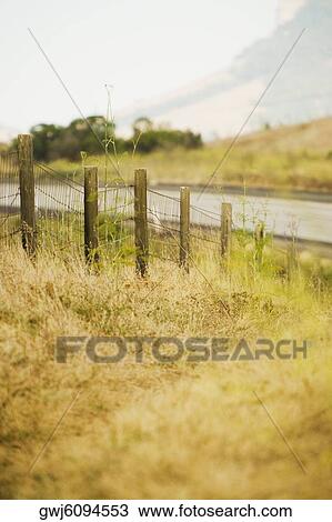Wire fence put around a meadow View Large Photo Image Stock Image - Wire fence put around a meadow. Fotosearch