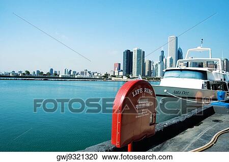 Yacht moored at a harbor, Lake Michigan, Chicago, Illinois, USA View Large Photo Image Stock Image - Yacht moored at a harbor, Lake Michigan, Chicago, Illinois, USA. Fotosearch