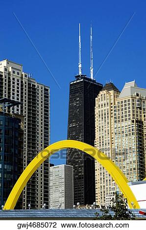 Yellow arch over a gas station, Chicago, Illinois, USA View Large Photo Image Stock Image - Yellow arch over a gas station, Chicago, Illinois, USA. Fotosearch