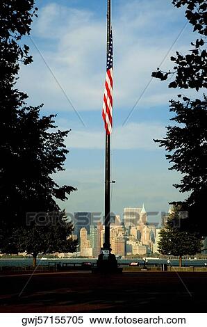 American flag on a pole, New York City, New York State, USA View Large Photo Image Stock Photography - American flag on a pole, New York City, New York State, USA. Fotosearch
