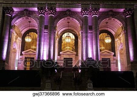 Arches on a building lit up with purple lights, New York City, New York State, USA View Large Photo Image Stock Photograph - Arches on a building lit up with purple lights, New York City, New York State, USA. Fotosearch