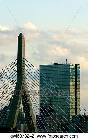 Bridge in a city, Leonard P. Zakim Bunker Hill Bridge, Boston, Massachusetts, USA View Large Photo Image Stock Image - Bridge in a city, Leonard P. Zakim Bunker Hill Bridge, Boston, Massachusetts, USA. Fotosearch