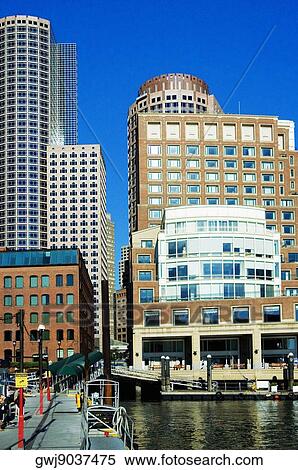 Buildings at a waterfront, Rowes Wharf, Boston Harbor, Boston, Massachusetts, USA View Large Photo Image Stock Photography - Buildings at a waterfront, Rowes Wharf, Boston Harbor, Boston, Massachusetts, USA. Fotosearch