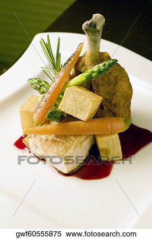Chicken drumstick served with salad View Large Photo Image Stock Photography - Chicken drumstick served with salad. Fotosearch