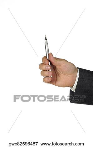 Stock Photo - Close-up of a businessman holding a pen. Fotosearch