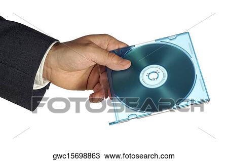 Stock Image - Close-up of a businessman holding a compact disk. Fotosearch