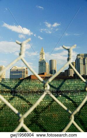 Close-up of a fence in front of buildings in a city, Boston, Massachusetts, USA View Large Photo Image Picture - Close-up of a fence in front of buildings in a city, Boston, Massachusetts, USA. Fotosearch