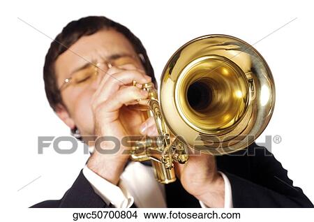 Close-up of a musician playing the trumpet View Large Photo Image Picture - Close-up of a musician playing the trumpet. Fotosearch