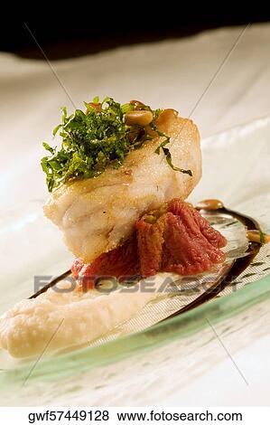 Close-up of a portion of a gourmet dish View Large Photo Image Stock Photo - Close-up of a portion of a gourmet dish. Fotosearch