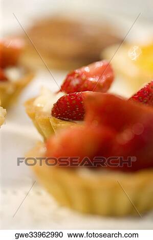 Close-up of a strawberry tart View Large Photo Image Stock Image - Close-up of a strawberry tart. Fotosearch
