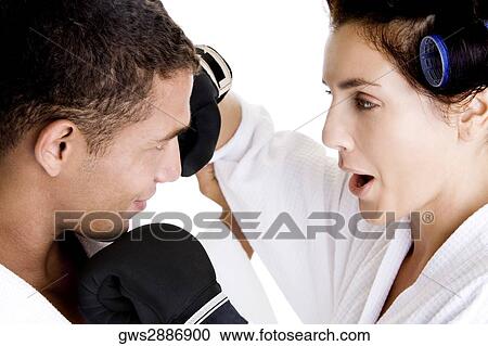 Close-up of a young couple sparring View Large Photo Image Stock Image - Close-up of a young couple sparring. Fotosearch