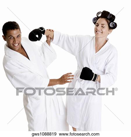Stock Photo - Close-up of a young couple sparring. Fotosearch