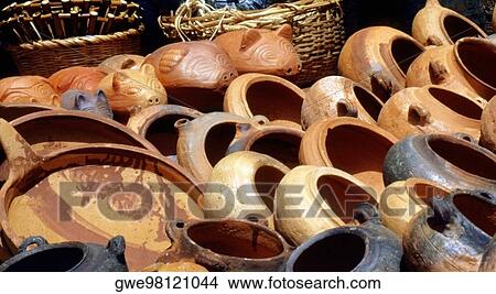 Close-up of an array of terracotta pots View Large Photo Image Picture - Close-up of an array of terracotta pots. Fotosearch