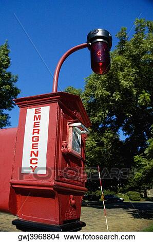 Picture - Close-up of an emergency station, Boston, Massachusetts, USA. Fotosearch