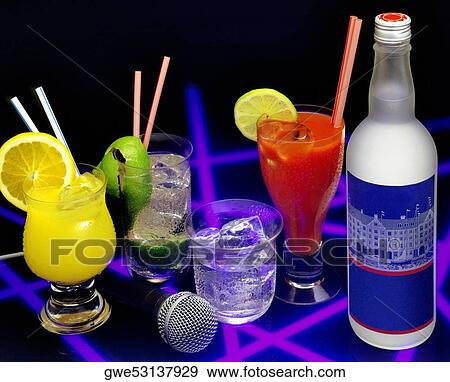 Stock Photo - Close-up of cocktail drinks on a table. Fotosearch