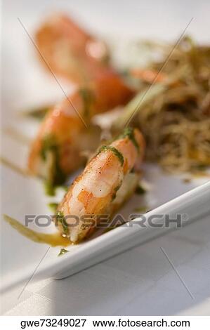 Close-up of cooked prawns in a plate View Large Photo Image Stock Photo - Close-up of cooked prawns in a plate. Fotosearch