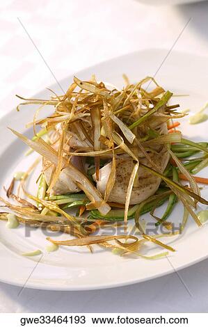 Stock Image - Close-up of fish fillets in a plate. Fotosearch