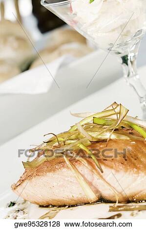 Close-up of roasted salmon View Large Photo Image Stock Photo - Close-up of roasted salmon. Fotosearch