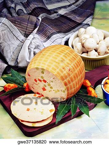 Close-up of sliced ham with mushrooms View Large Photo Image Stock Image - Close-up of sliced ham with mushrooms. Fotosearch