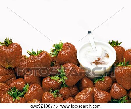 Close-up of strawberries with a glass of ice-cream View Large Photo Image Stock Photography - Close-up of strawberries with a glass of ice-cream. Fotosearch