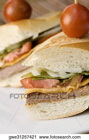 Close-up of two hamburgers View Large Photo Image Stock Image - Close-up of two hamburgers. Fotosearch