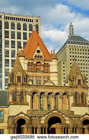 Stock Photography - Facade of a church, Trinity Church, Boston, Massachusetts, USA. Fotosearch
