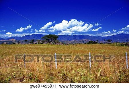 Stock Image - Fence in a field. Fotosearch