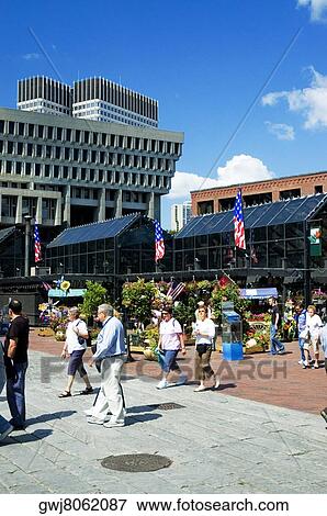 Group of people in a market, Boston, Massachusetts, USA View Large Photo Image Stock Photo - Group of people in a market, Boston, Massachusetts, USA. Fotosearch
