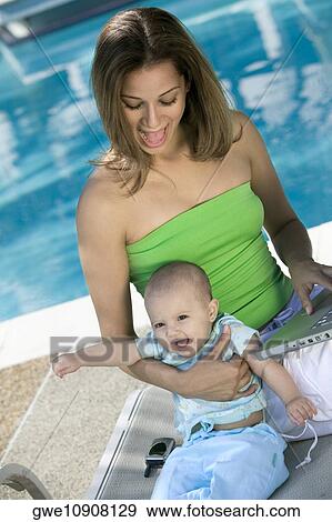 High angle view of a mother with her daughter View Large Photo Image Stock Photo - High angle view of a mother with her daughter. Fotosearch
