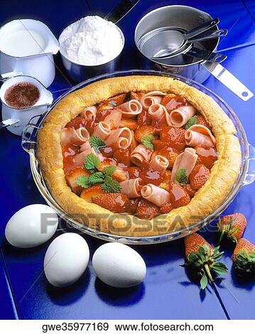 High angle view of a strawberry tart View Large Photo Image Stock Photo - High angle view of a strawberry tart. Fotosearch