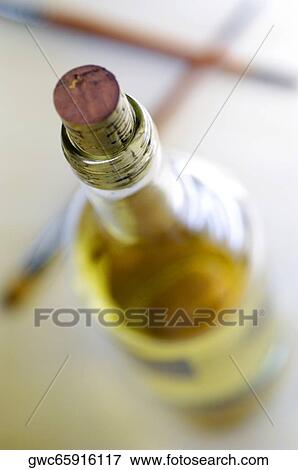 High angle view of a wine bottle View Large Photo Image Stock Photo - High angle view of a wine bottle. Fotosearch