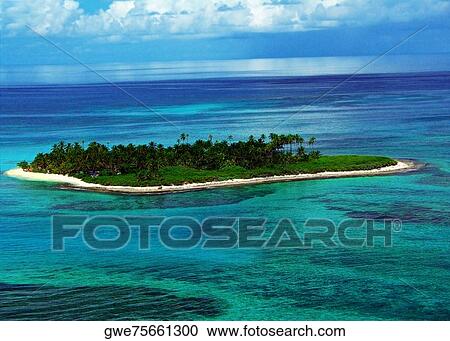 Stock Image - High angle view of an island. Fotosearch