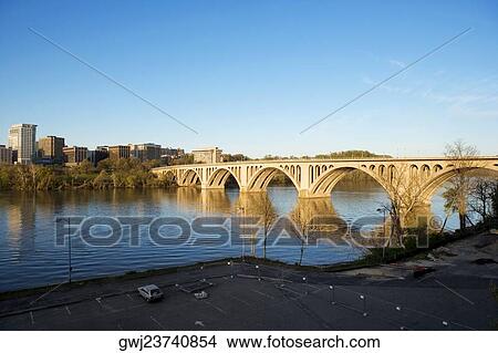 High angle view of key bridge crossing the Potomac River, Washington DC, USA View Large Photo Image Picture - High angle view of key bridge crossing the Potomac River, Washington DC, USA. Fotosearch