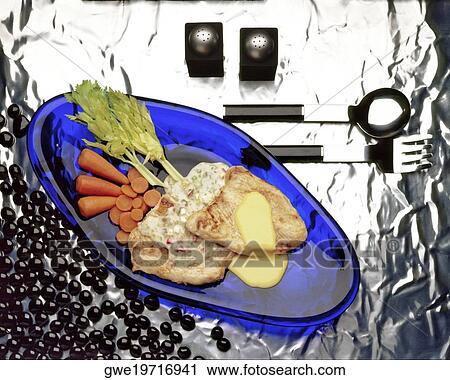 Stock Image - High angle view of meat in a plate. Fotosearch