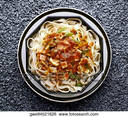 Stock Photograph - High angle view of tallarines in a bowl. Fotosearch
