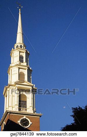 High section view of a church tower, Park Street Church, Boston, Massachusetts, USA View Large Photo Image Stock Photo - High section view of a church tower, Park Street Church, Boston, Massachusetts, USA. Fotosearch