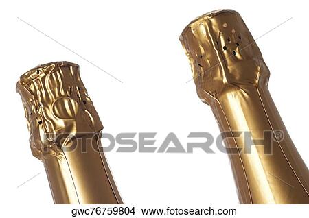 High section view of two champagne bottles View Large Photo Image Picture - High section view of two champagne bottles. Fotosearch